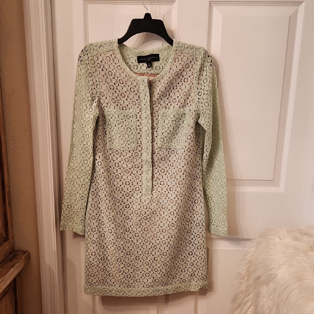 Victoria Beckham x Target Green Lace Long Sleeve Dress NEW SZ S